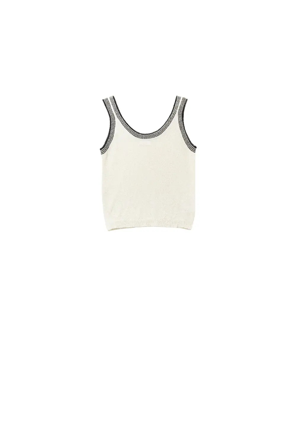 Cream Knit Tank Top with Black Trim - WHITE / ONE - Tops