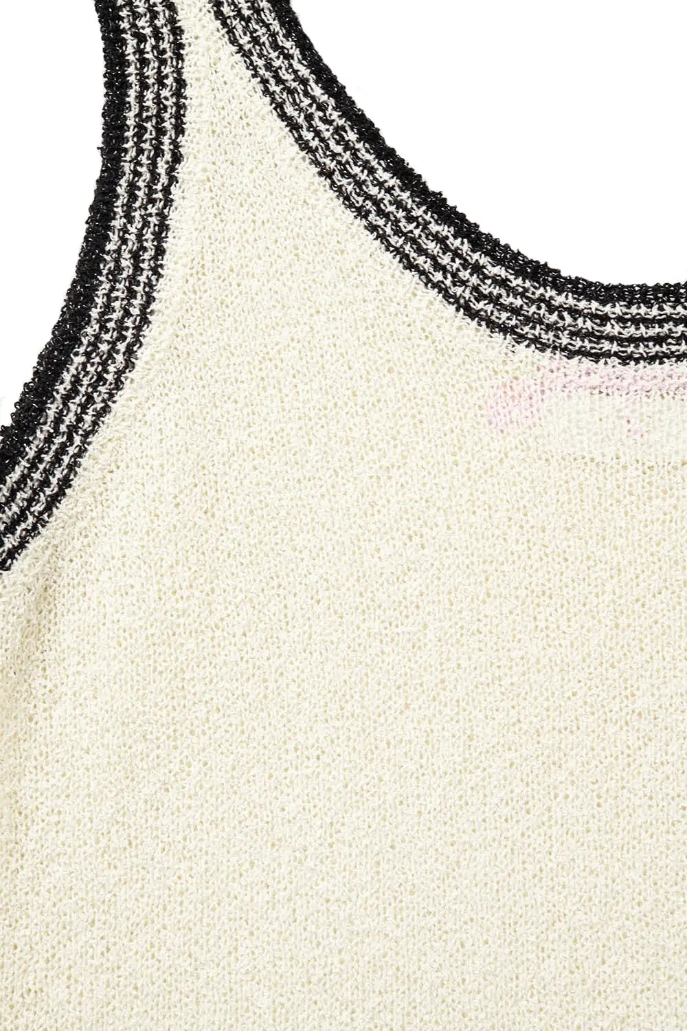 Cream Knit Tank Top with Black Trim - WHITE / ONE - Tops
