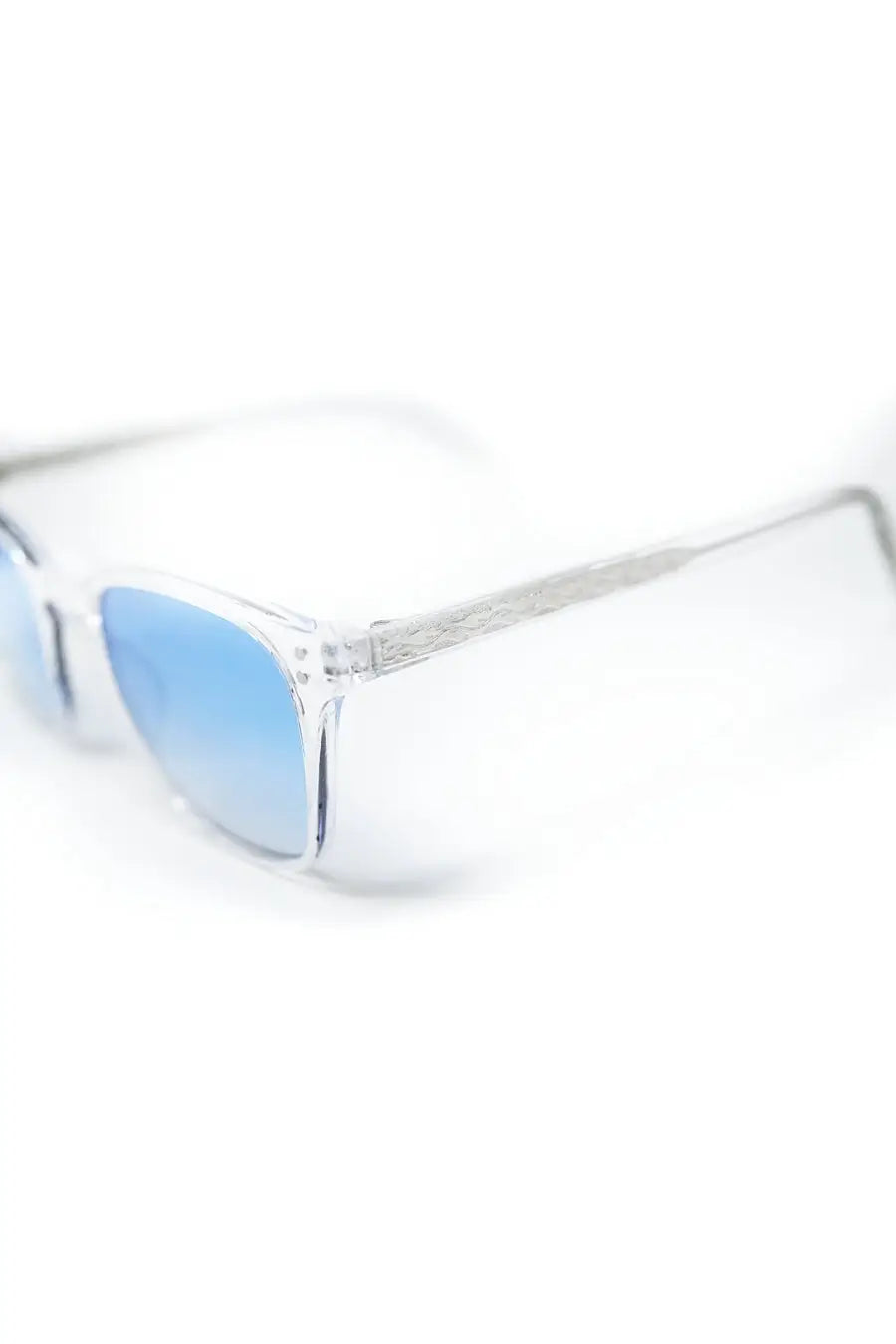 Clear Square Sunglasses with Light Blue Gradient Lenses - BLUE / ONE - Sunglasses