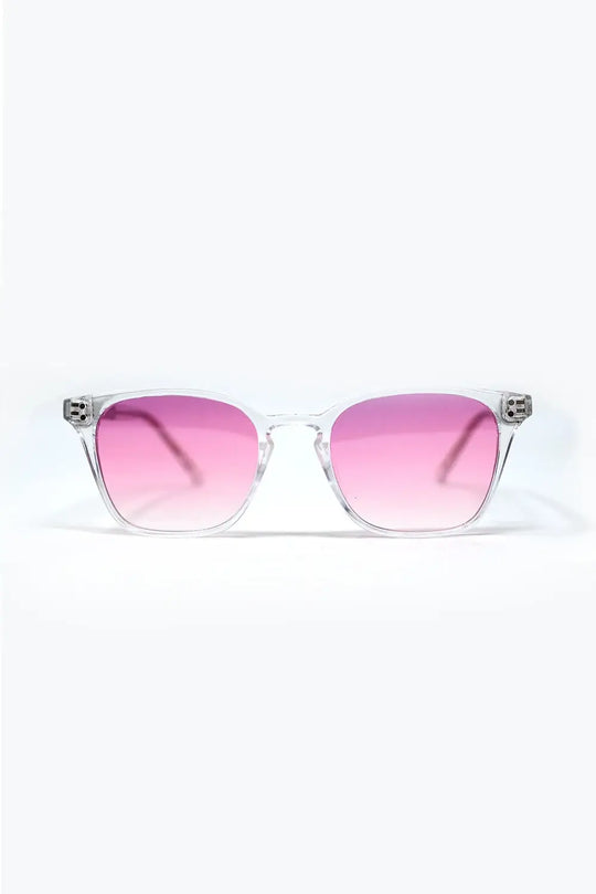 Clear Sunglasses with Pink Gradient Lenses - PINK / ONE - Sunglasses