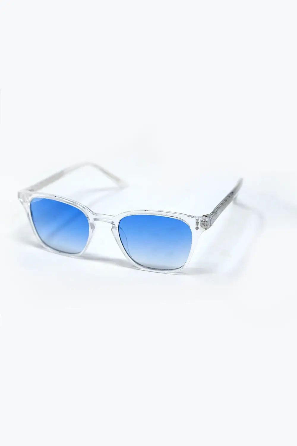 Clear Square Sunglasses with Blue Gradient Lenses - BLUE / ONE - Sunglasses