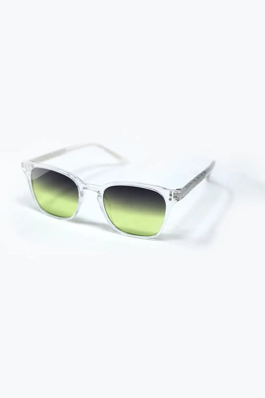 Clear Gradient Sunglasses with Sunset Lenses - GREEN / ONE - Sunglasses