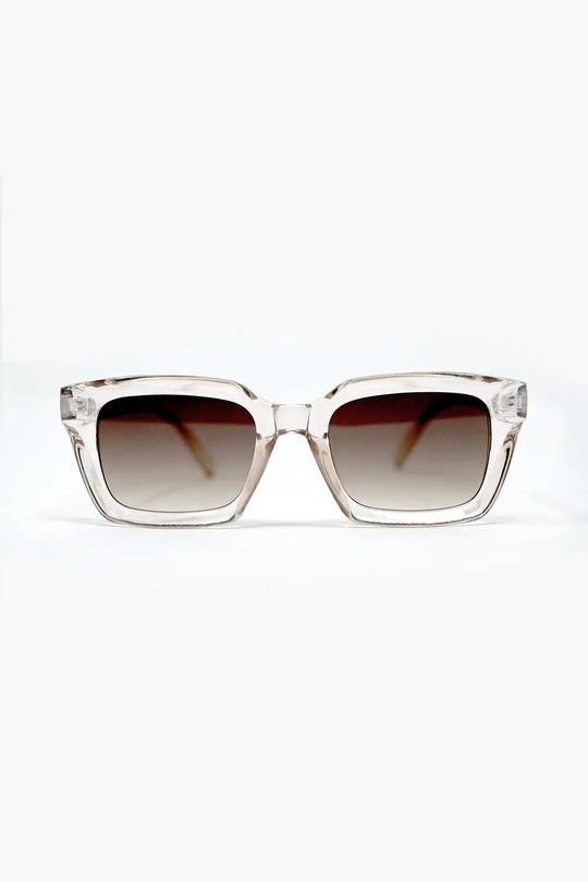 Retro style thick square translucent frame sunglasses - BEIGE / ONE - Sunglasses