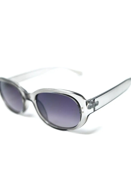 Grey Acrylic Oval Oversized Sunglasses - GRAY / ONE - Sunglasses