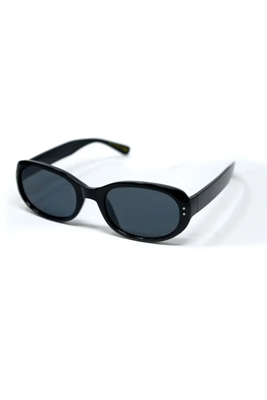 Black Acrylic Oval Oversized Sunglasses - BLACK / ONE - Sunglasses