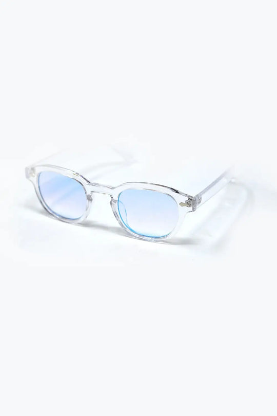Clear Round Sunglasses With White Gradient Lense - WHITE / ONE - Sunglasses