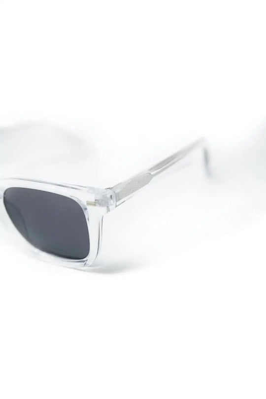 Clear Square Sunglasses with Black Gradient Lenses and metal side detail - WHITE / ONE - Sunglasses