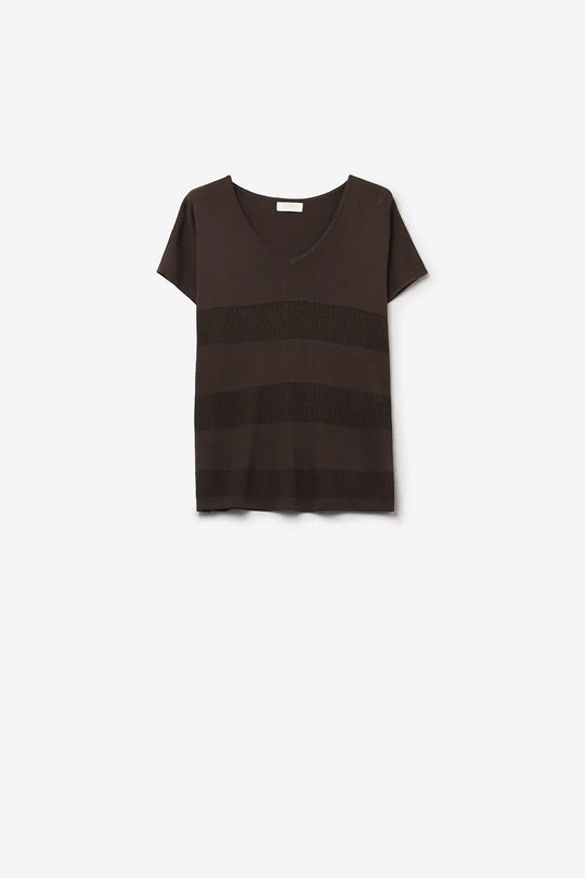 Brown Striped Texture Knit sweater - BROWN / ONE - Sweaters
