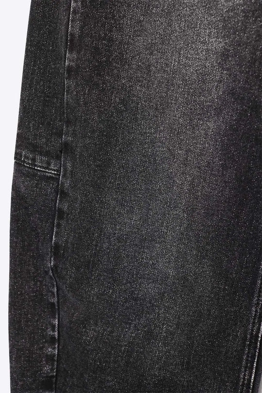 Washed Black Barrel Jeans With Seam Detail