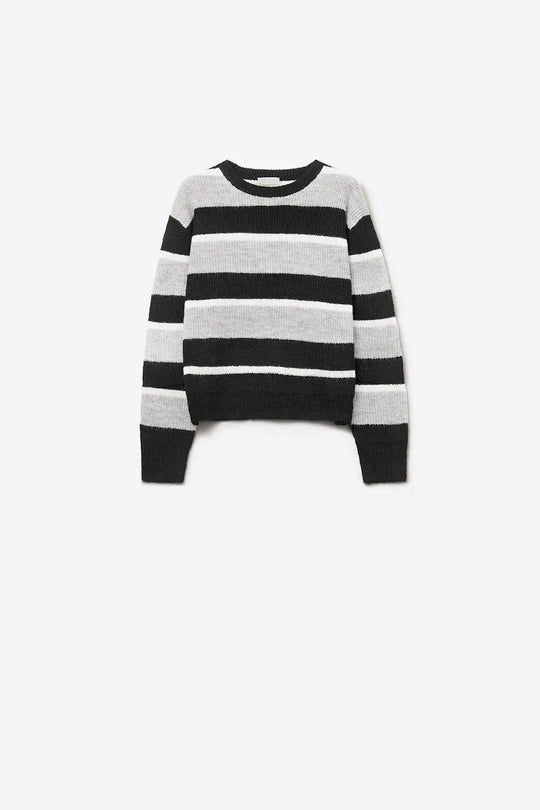 Black jersey with white and grey stripes - Sweaters
