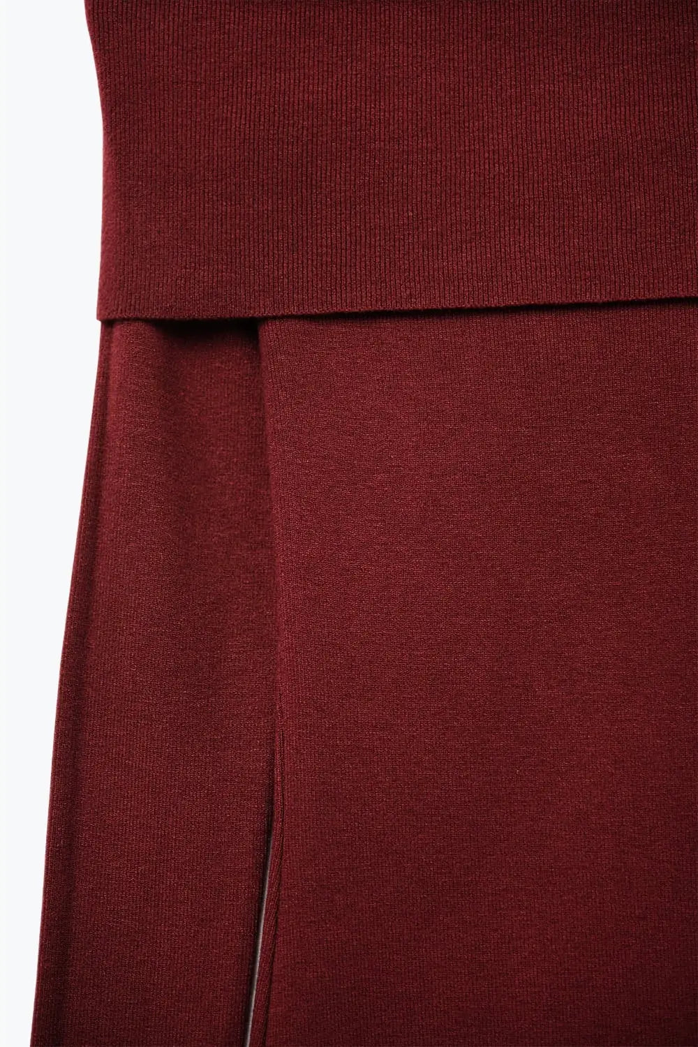 Maxi Knitted wide Bardot Dress in burgundy - RED / ONE - Dresses