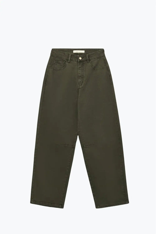 Comfortable stretch jeans with barrel leg in dark green - Colored Jeans