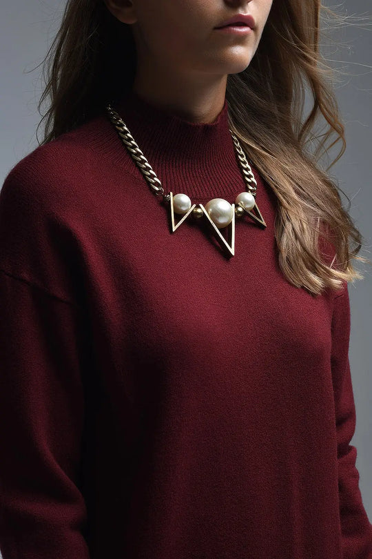 Loose burgundy sweater with open back detail - RED / ONE - Sweaters