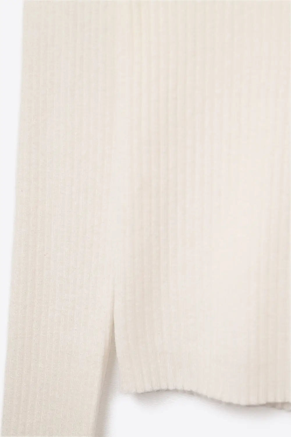 Rolled Turtle Neck Ribbed Sweater in White - Sweaters