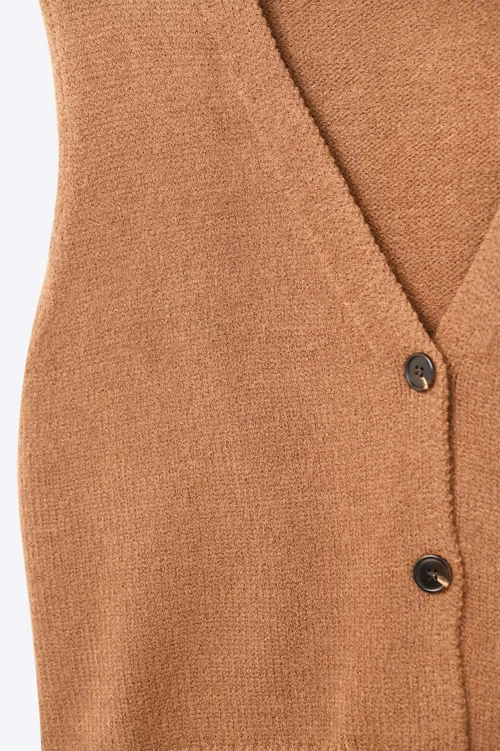 Knitted Cropped Vest in Chocolate Brown - Cardigans