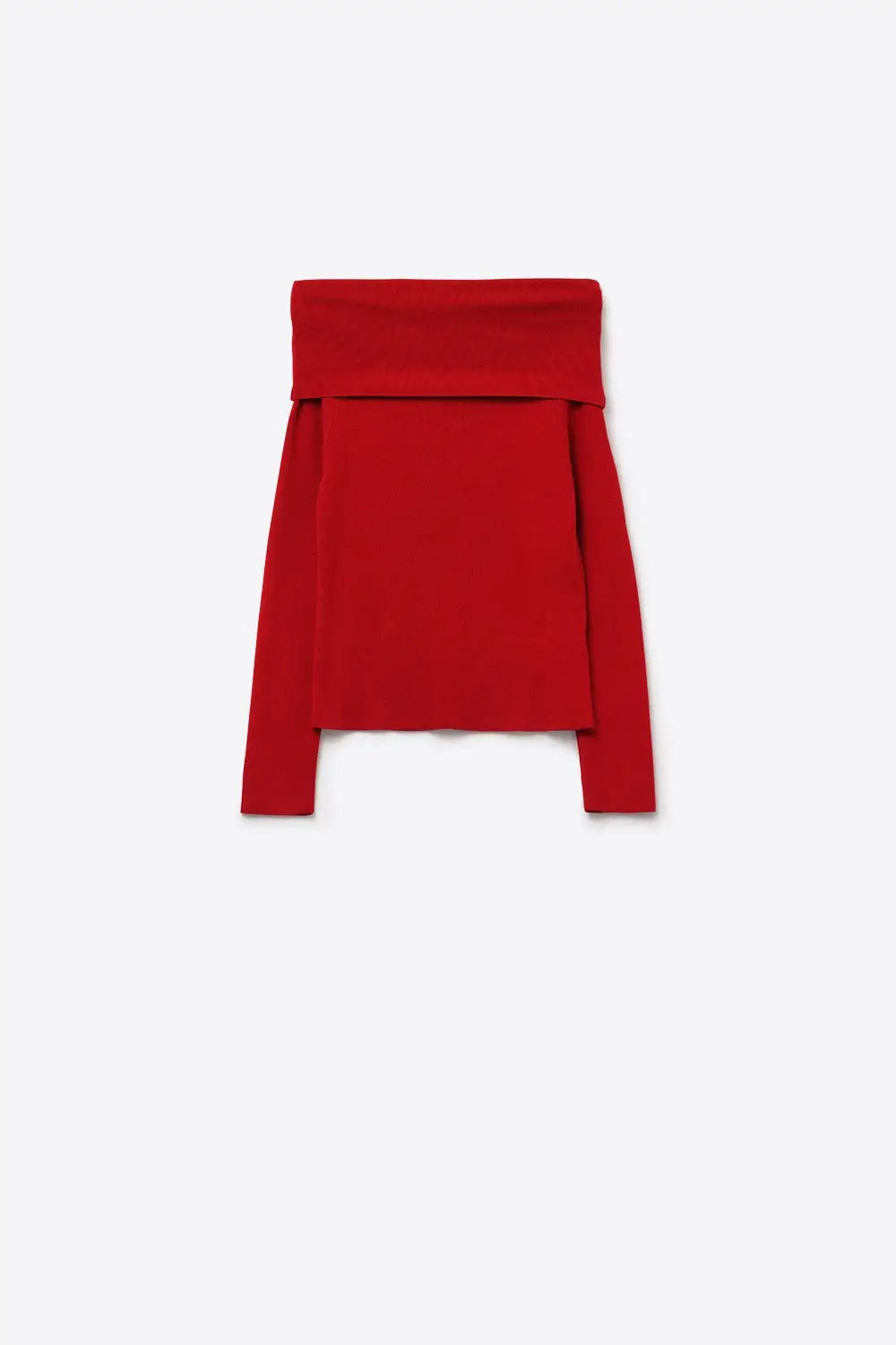 Chic Off-Shoulder Red Knit Top - Sweaters