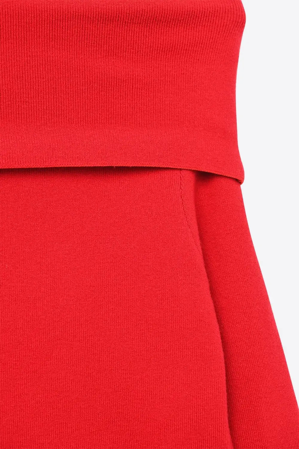 Chic Off-Shoulder Red Knit Top - Sweaters