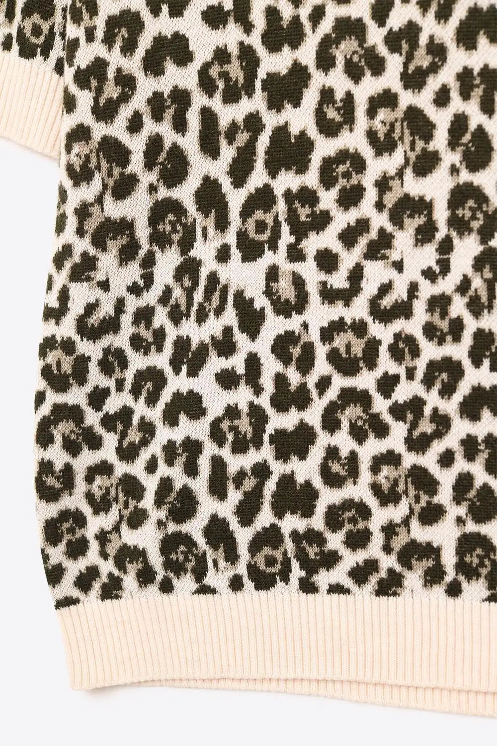 Chic Short Sleeve Leopard Print Sweater - Sweaters