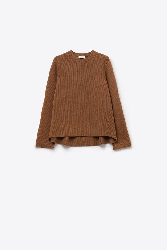 Ribbed Comfy Knit Sweater in Camel - Sweaters