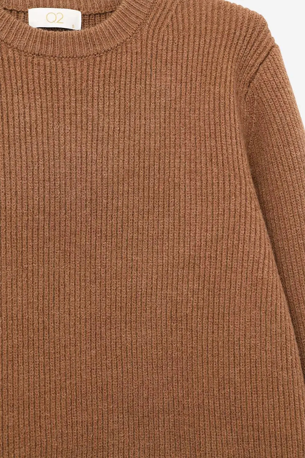 Ribbed Comfy Knit Sweater in Camel - Sweaters