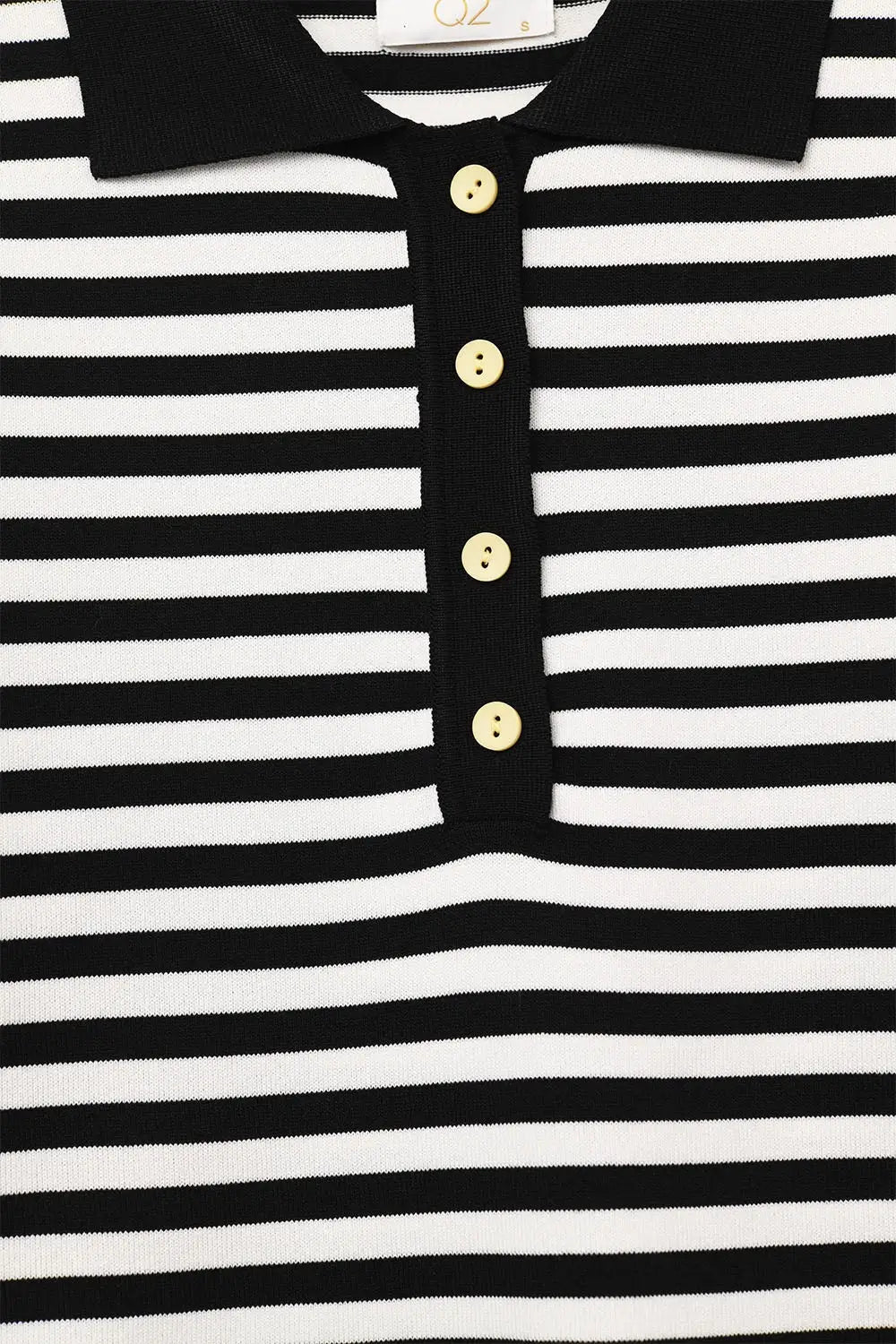 Black &amp; White Striped Long-Sleeve Polo - Tops