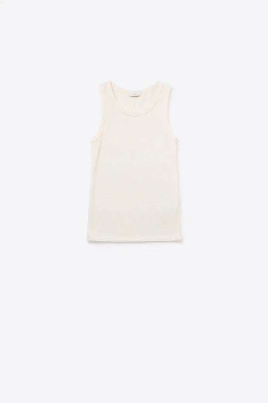 Super Soft Knitted Basic Tank in Cream - Tops