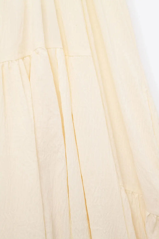 Cream Halter Neck Maxi Dress With Seam Detailing - Dresses