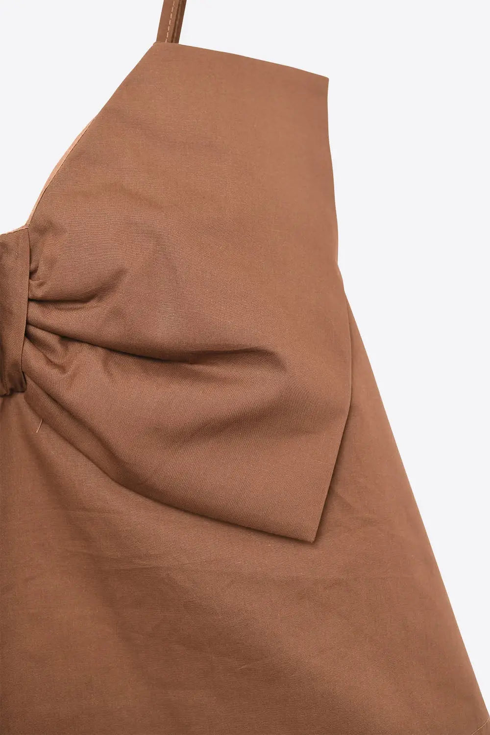 Chocolate Brown poplin crop top with bow detail - Tops