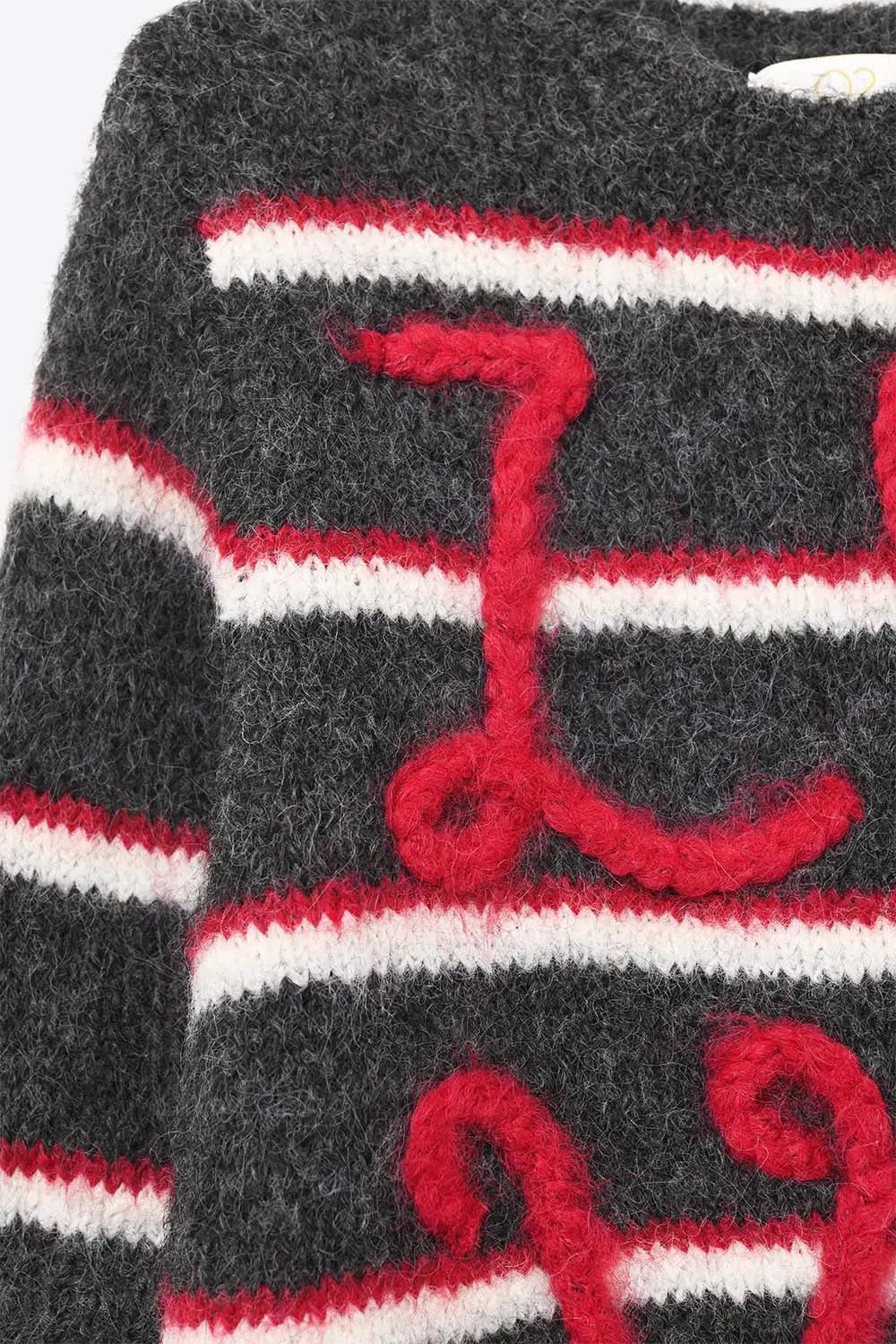 Short Sleeve Embroidered Love Sweater in Dark Grey - GRAY / ONE - Sweaters