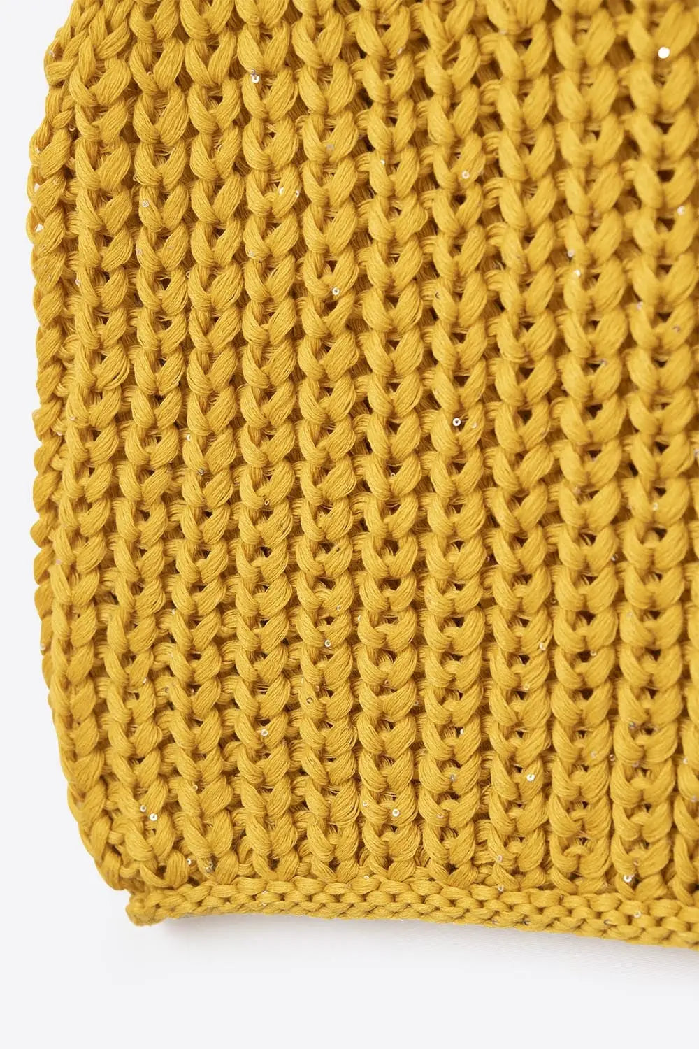 Crochet Cropped Vest in Yellow With sequins Thread - YELLOW / ONE - Sweaters