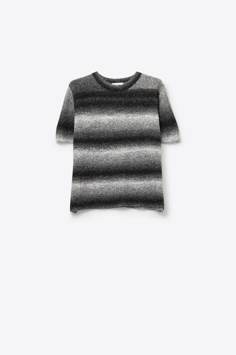 Short Sleeve Ombré Striped Sweater in Grey - GRAY / ONE - Sweaters