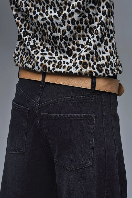 Black Barrel Jeans With Side Seam Detail