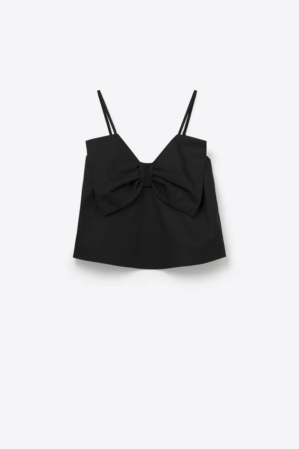 Black poplin crop top with bow detail - Tops