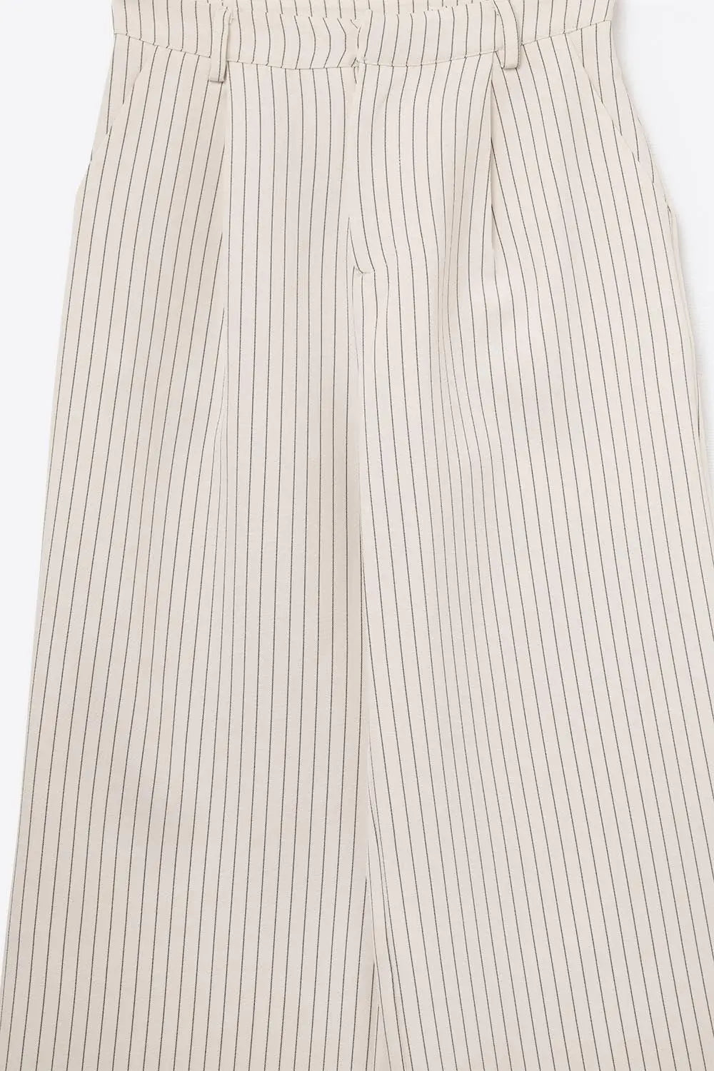 Chic Pinstripe Cream Wide-Leg Pants with Lined Fit - Pants