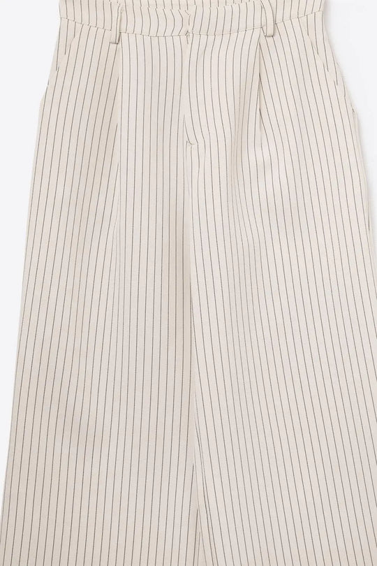 Chic Pinstripe Cream Wide-Leg Pants with Lined Fit - Pants