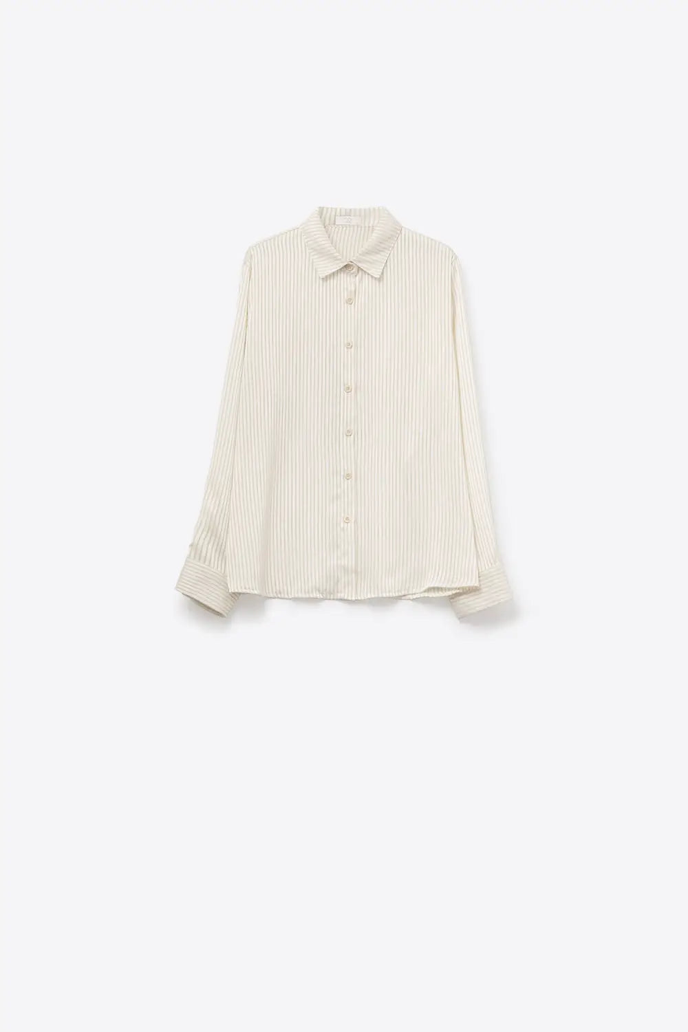 soft fabric Beige Striped Satin Shirt - Shirts