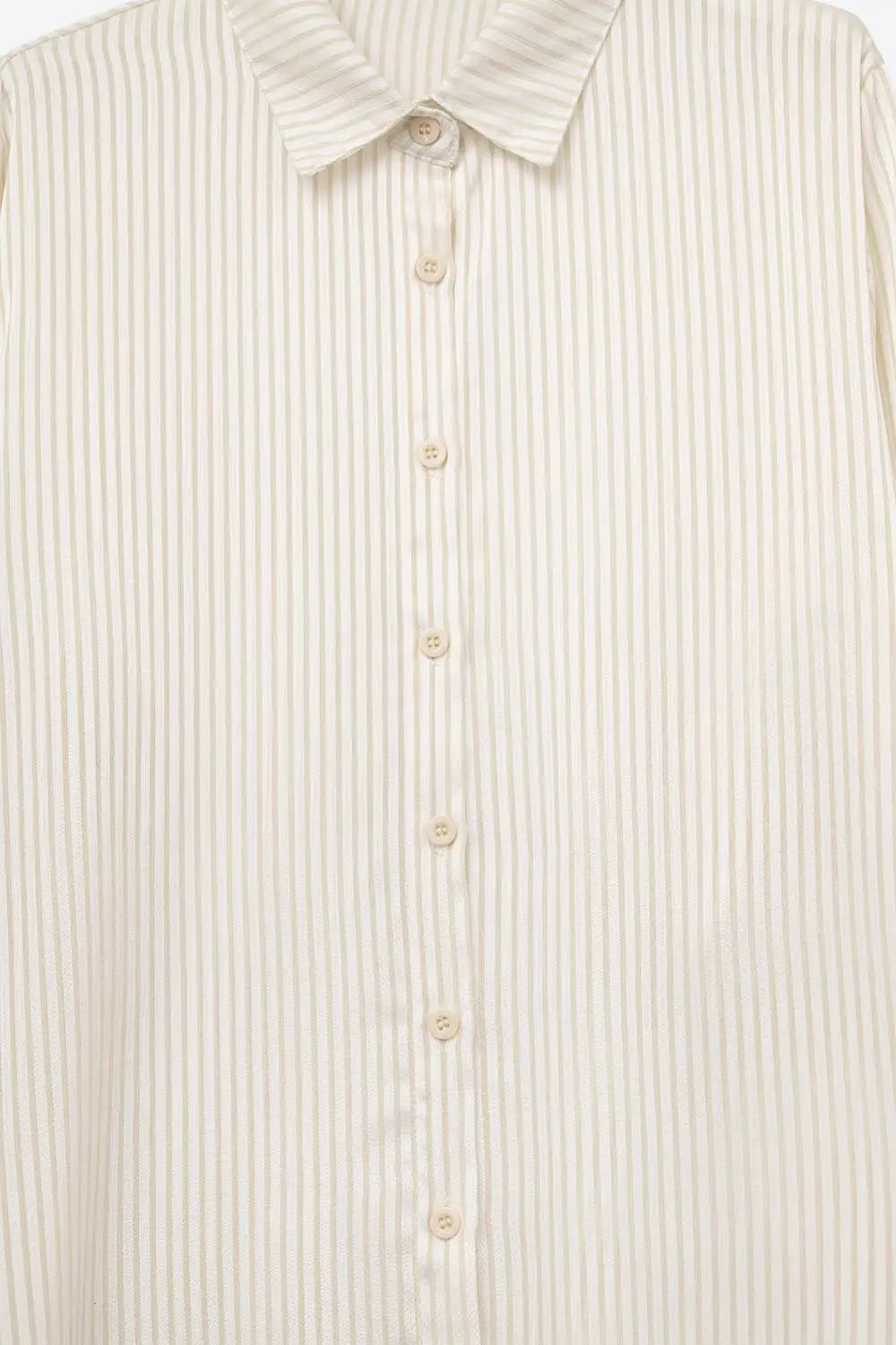 soft fabric Beige Striped Satin Shirt - Shirts