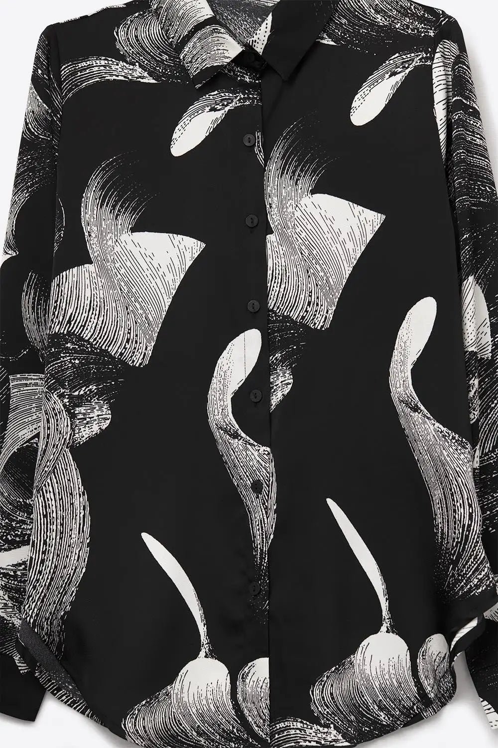 Black Satin blouse in abstract print - Shirts
