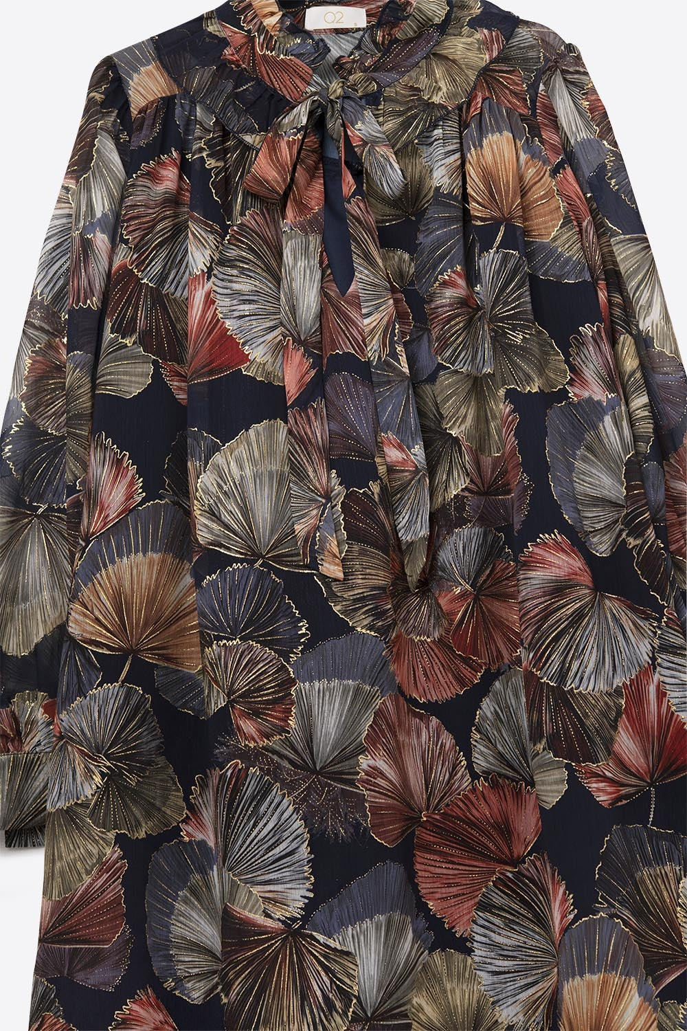 Elegant Floral A-Line Tie Neck Dress