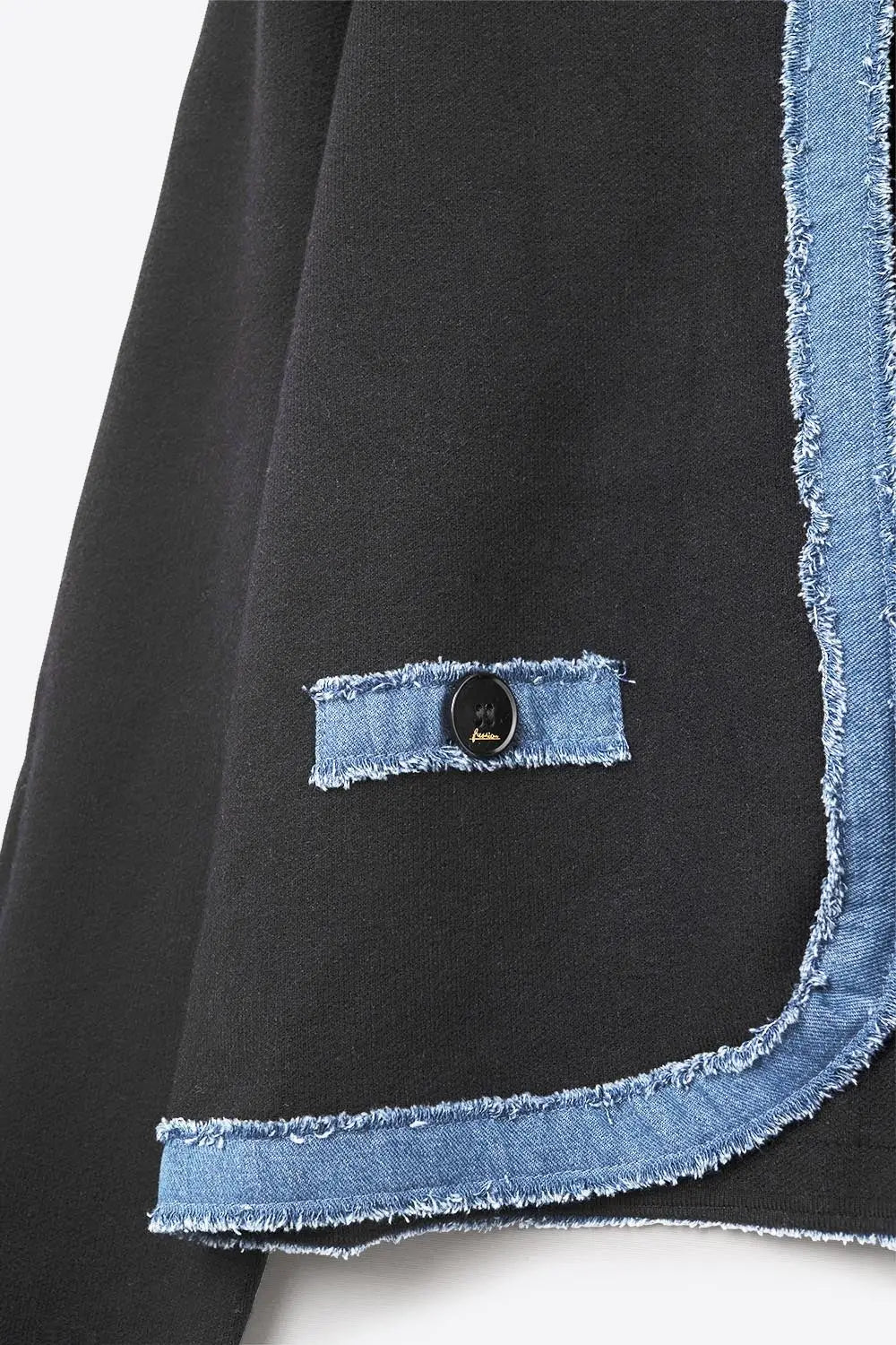 Black knitted cardigan with Denim Trim Detail - BLACK / ONE - Cardigans