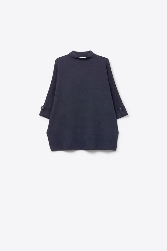 Navy Knitted Sweater with Button Details - NAVY / ONE - Sweaters