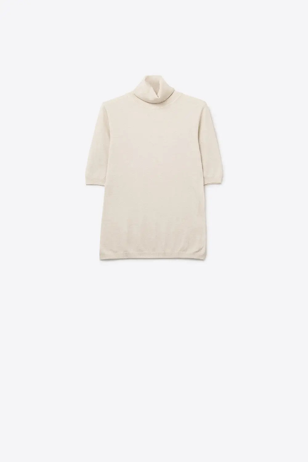 Cream Short Sleeve Turtleneck Knit Sweater - CREAM / ONE - Sweaters