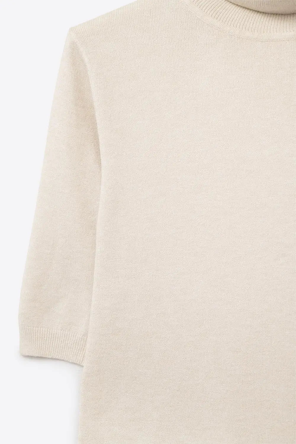 Cream Short Sleeve Turtleneck Knit Sweater - CREAM / ONE - Sweaters