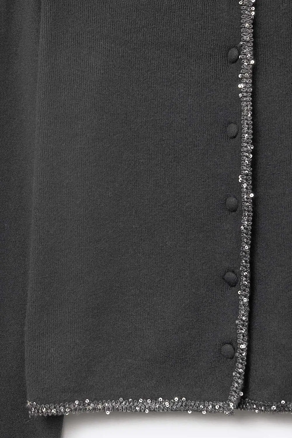 fine knit black cardigan with rhinestone detail - BLACK / ONE - Cardigans