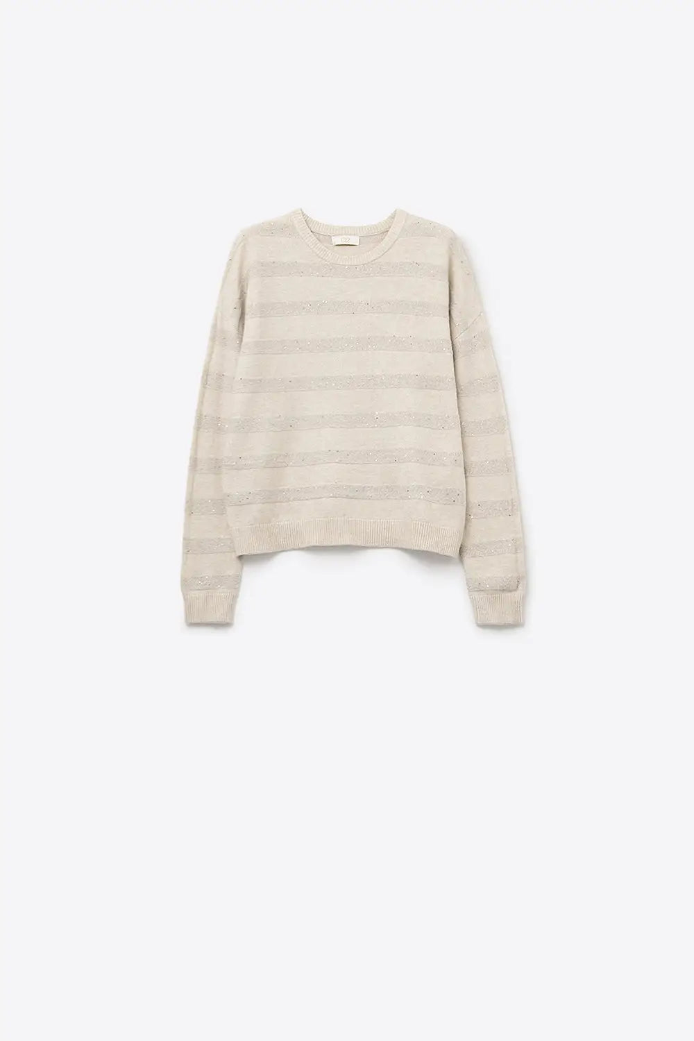 Cream Striped Knit Sweater with Sequin Detail - CREAM / ONE - Sweaters