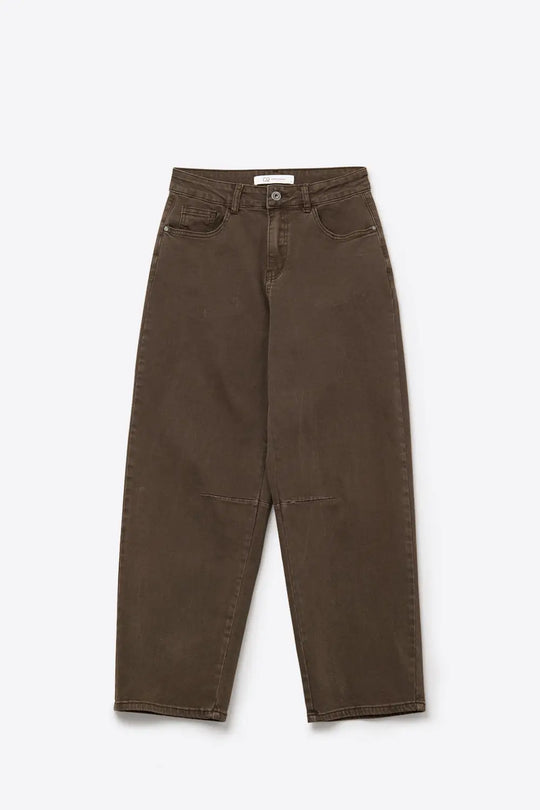 Comfortable stretch jeans with barrel leg in brown - Colored Jeans