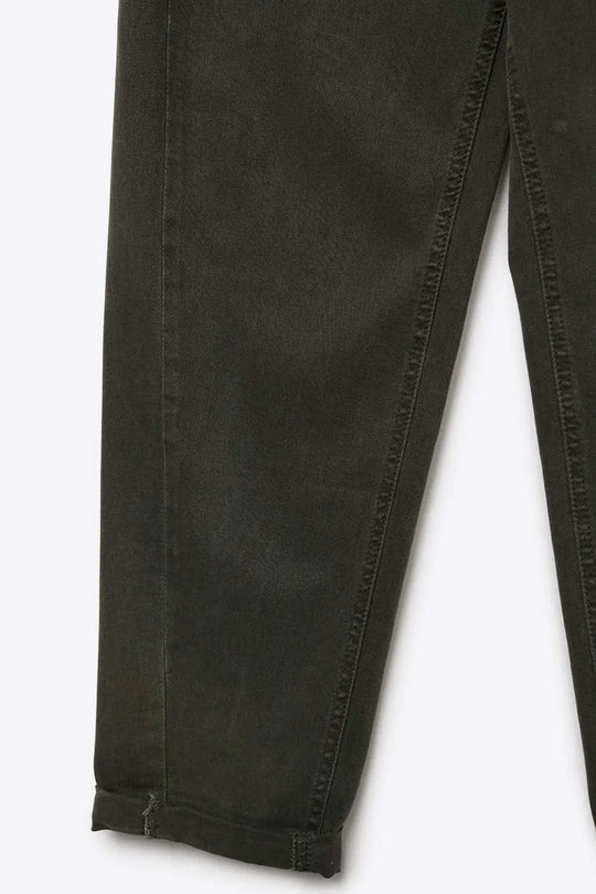 High-Rise Straight-Leg Denim Jeans in Khaki - Colored Jeans