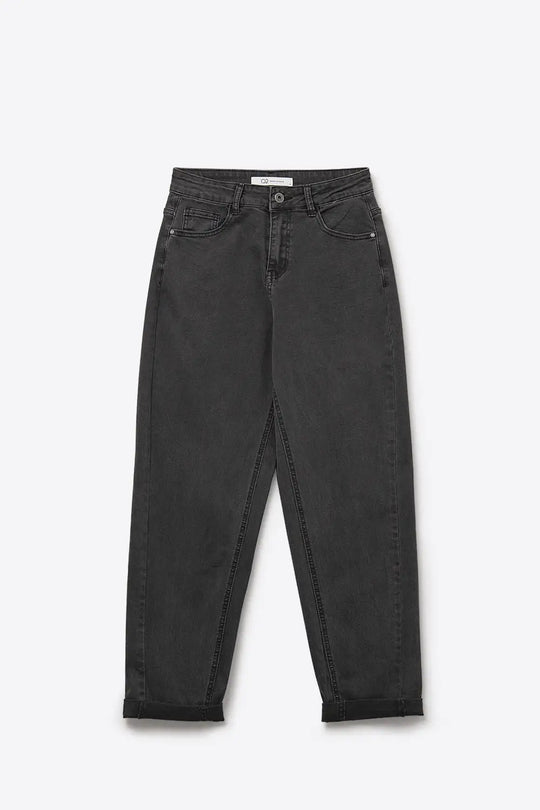 High-Waisted Barrel-Leg Pants in Washed grey - Colored Jeans