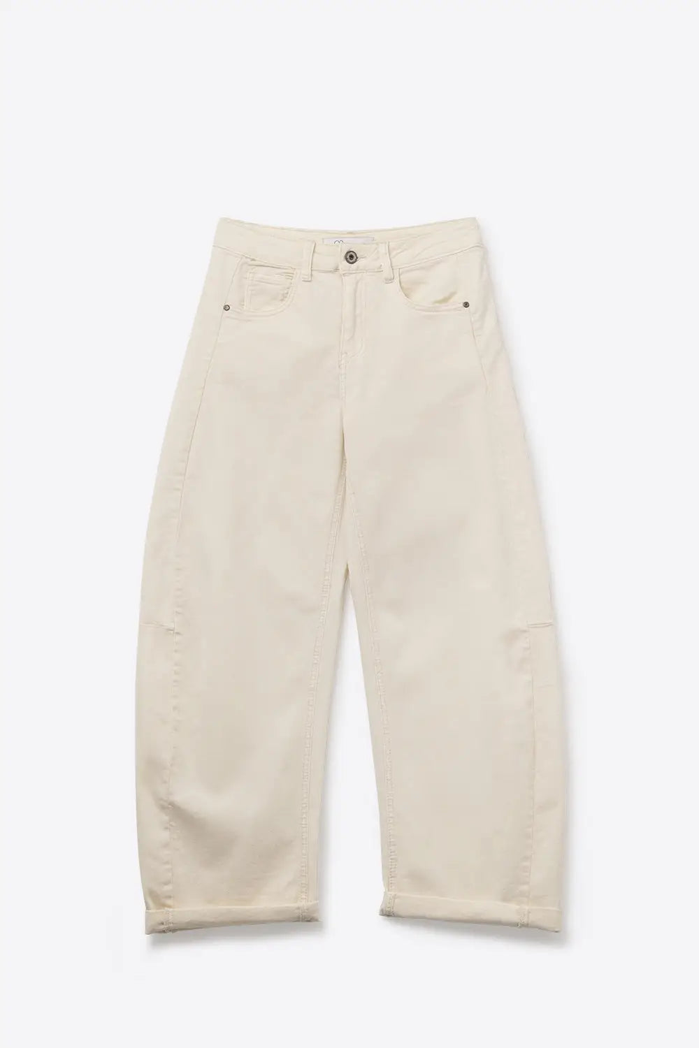Trendy Cream Barrel Balloon Jeans with Pockets - Colored Jeans
