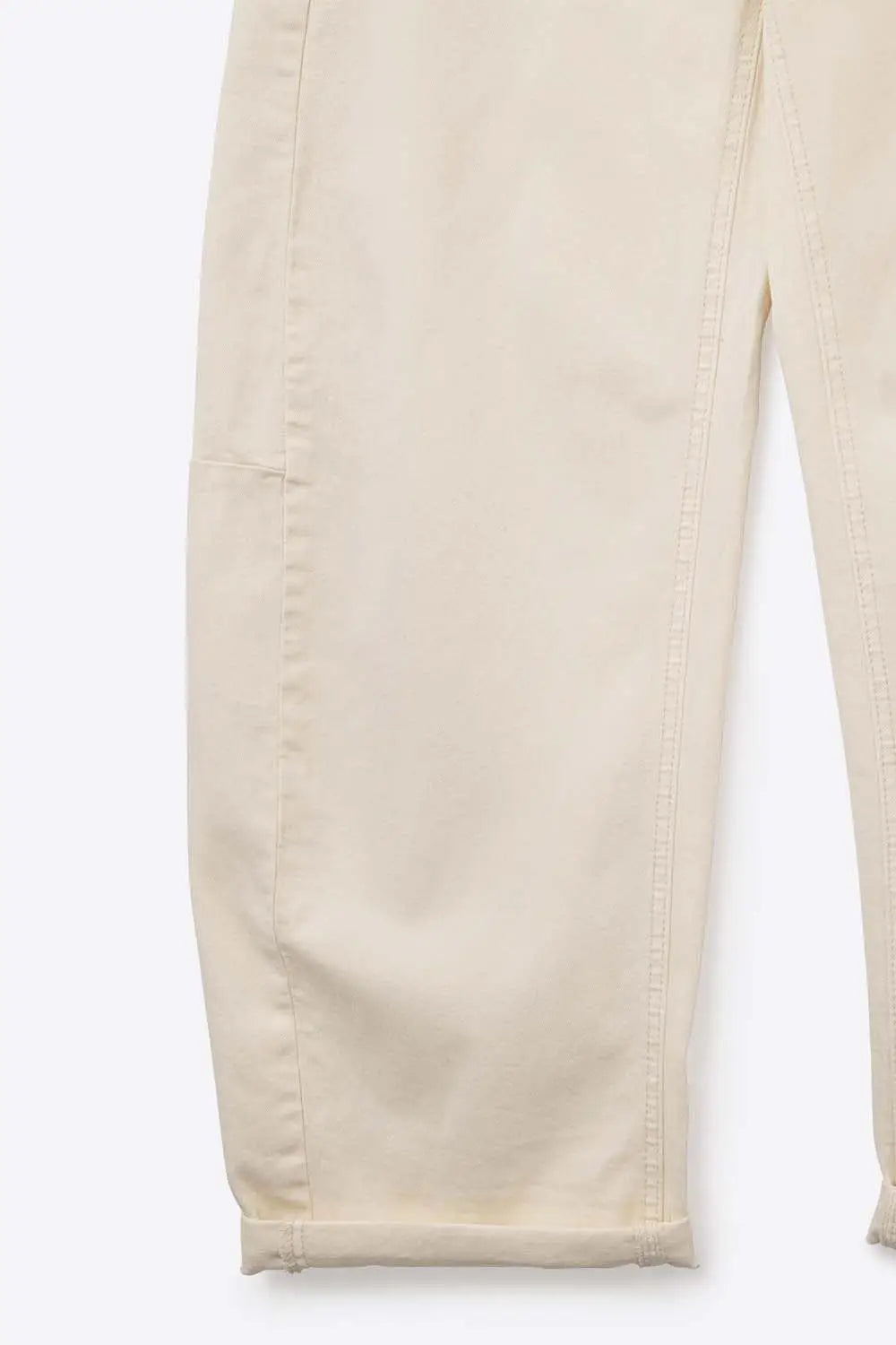 Trendy Cream Barrel Balloon Jeans with Pockets - Colored Jeans